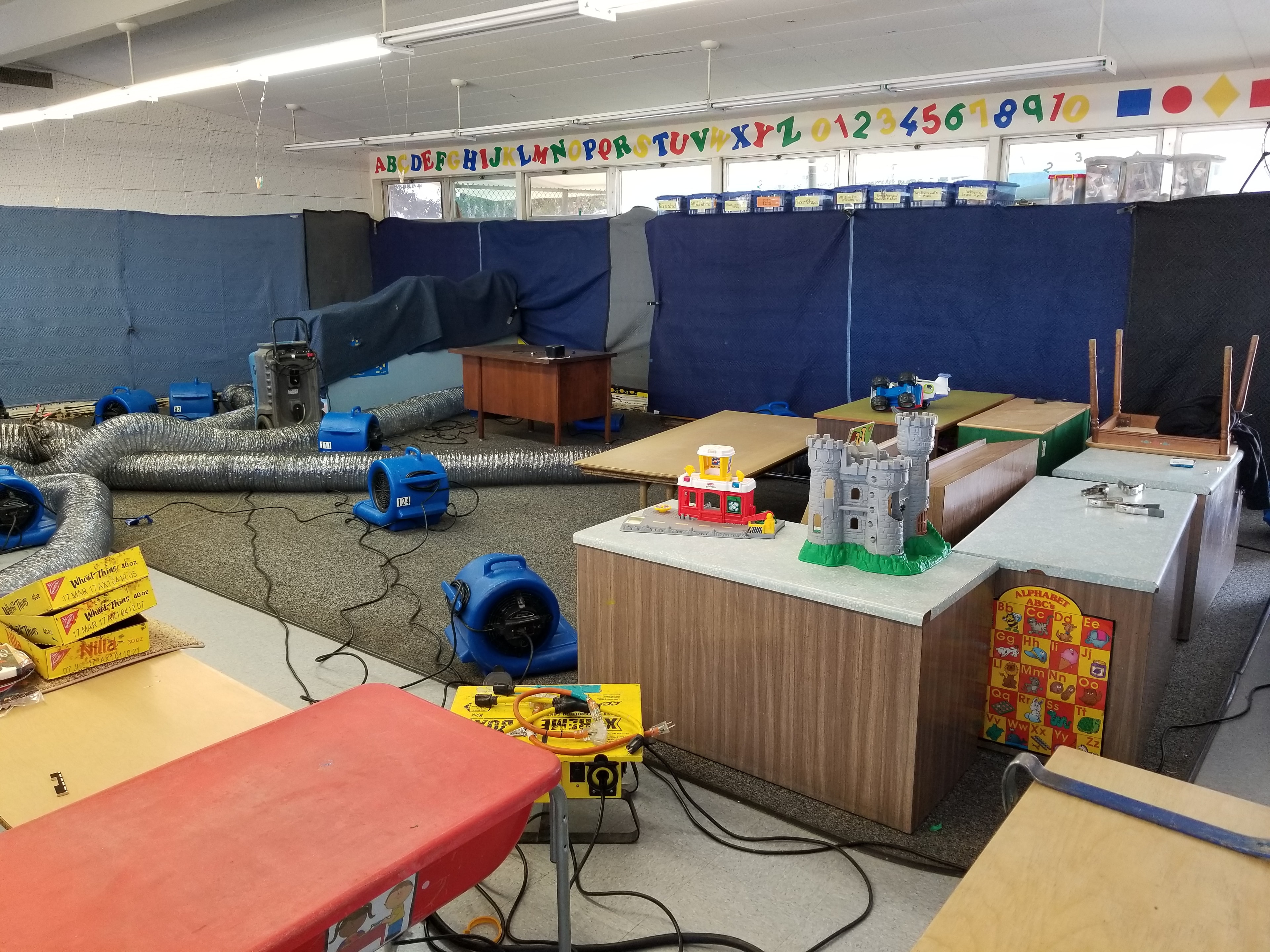 Preschool structural drying project with asbestos-containing materials