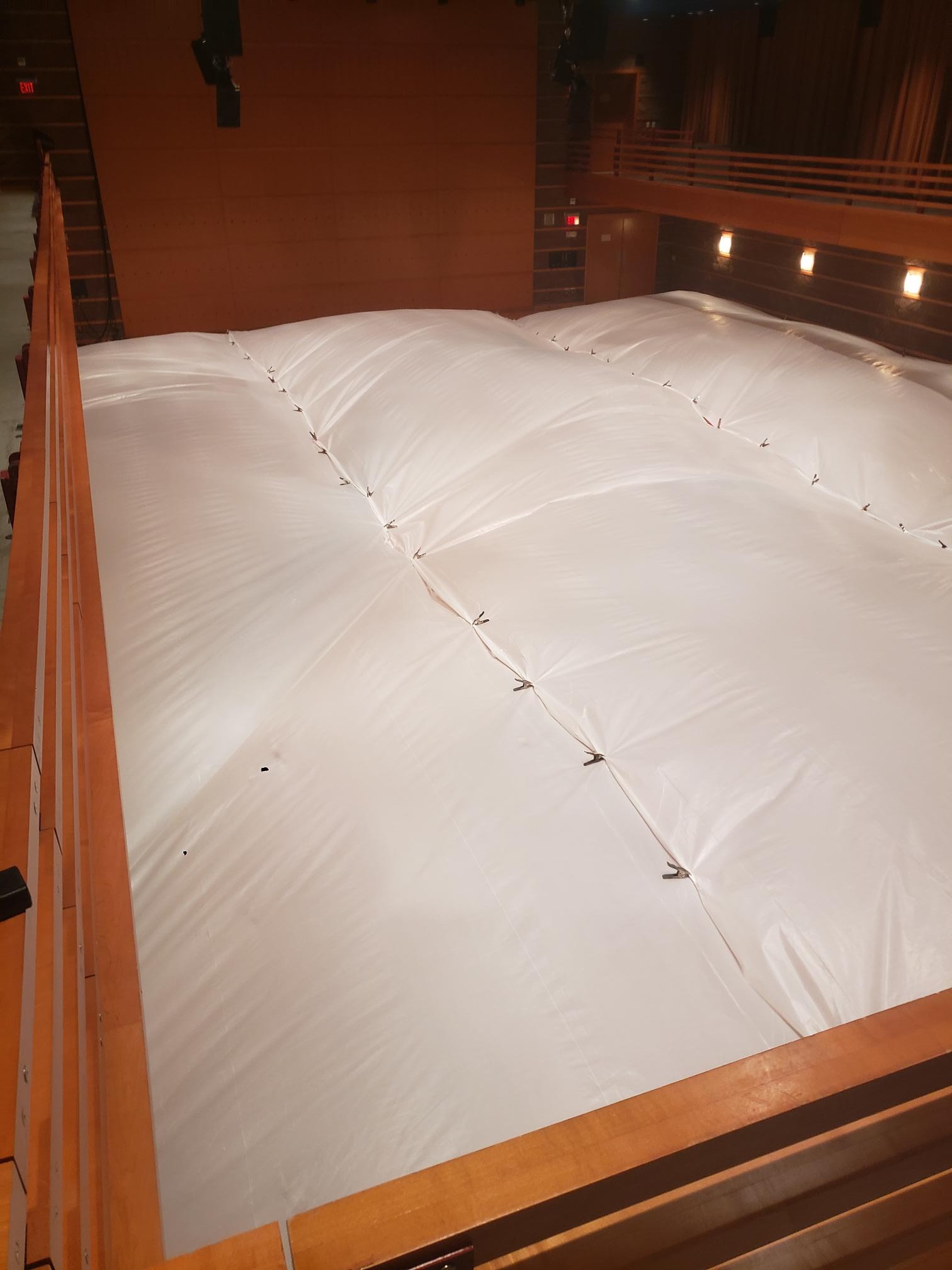 Heat and pressure drying the flooring in place